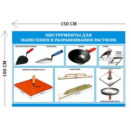 СТН-265 - Cтенд Инструменты для нанесения и выравнивания раствора 100 х 150 см 6 плакатов